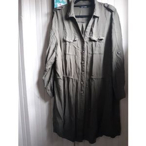Army Green Buttonup Dress